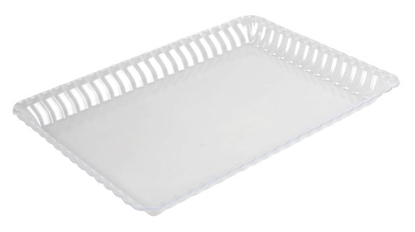 Fineline 293-CL Flairware 9" x 13" Clear Plastic Rectangular Tray - 48/Case