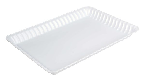 Fineline 293-WH Flairware 9" x 13" White Plastic Rectangular Tray - 48/Case