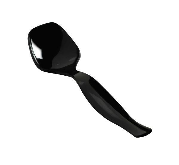 Fineline 3302-BK Platter Pleasers Black Plastic 8 1/2" Serving Spoon - 144/Case