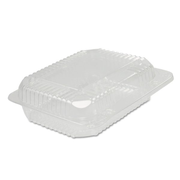 Dart C18UT1 StayLock 8 1/2" x 4 1/2" x 2 1/8" Clear Hinged Plastic Small Oblong Container - 250/Case