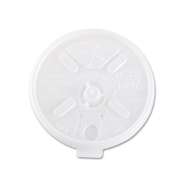 Dart 16FTL Lift n Lock Plastic Hot Cup Lids for 12-24 oz. Cups | 1000/Case