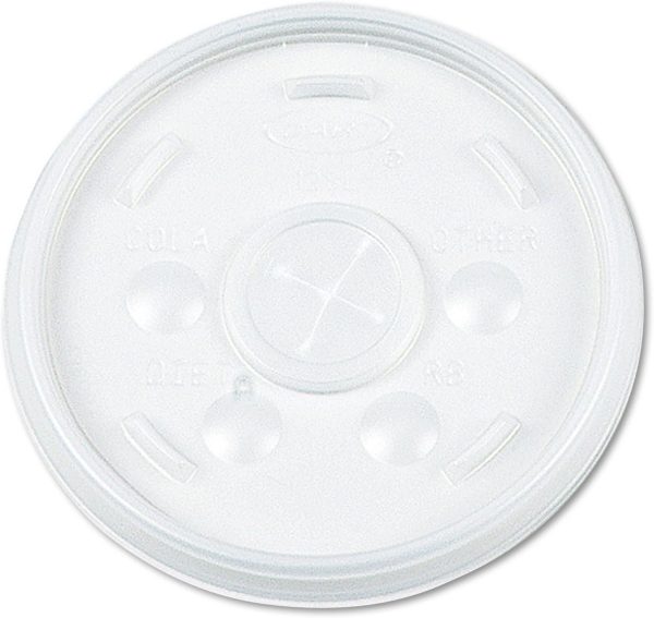 Dart 32SL White Plastic Lids for 32 oz. Hot / Cold Foam Cups with Straw Slot | 500/Case