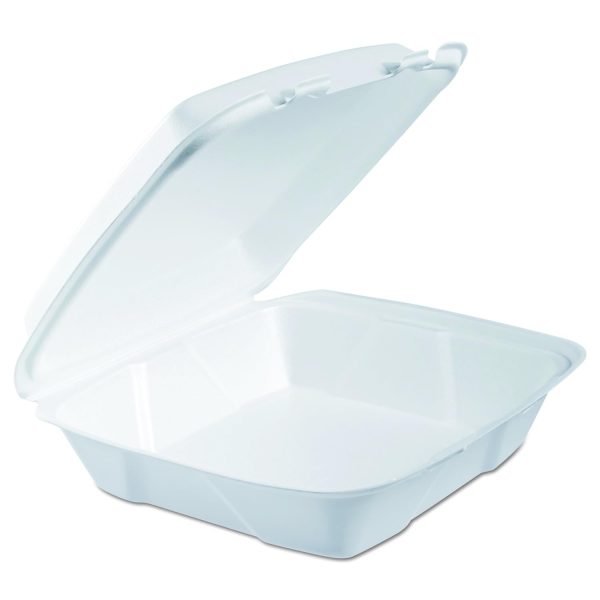 Dart 90HT1R Foam Hinged Lid Containers, 9.375 X 9.375 X 3, White | 200 per Case