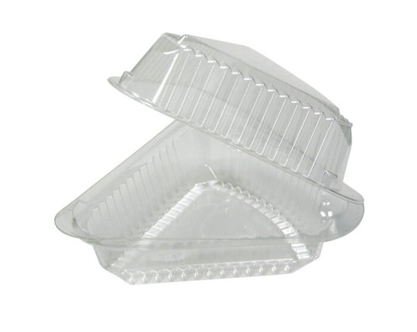 Pactiv Showpie CI89019 Clear, 9 oz. OPS Plastic Single Pie Cake Slice Food Container - 500/Case