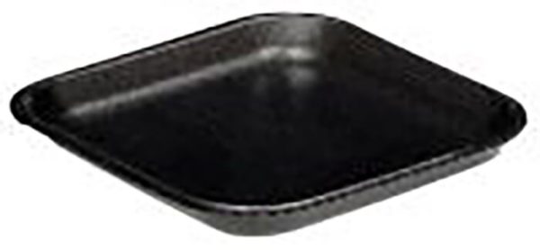 Pactiv Foam 1S Supermarket Tray Black, 5.2" Length x 5.2" Width x 0.6" Depth - 1000/Case