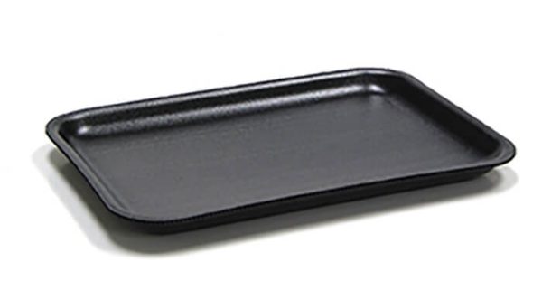 Pactiv Foam 20S Supermarket Tray Black, 8.75" Length x 6.2" Width x 0.65" Depth - 500/Case