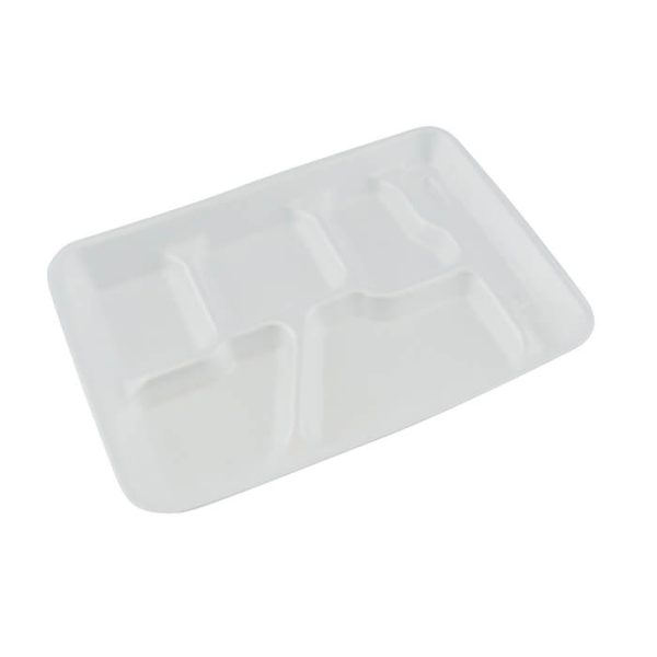 Pactiv Foam Rectangular School Lunch Tray White, 11.5" Length x 8.5" Width - 500/Case