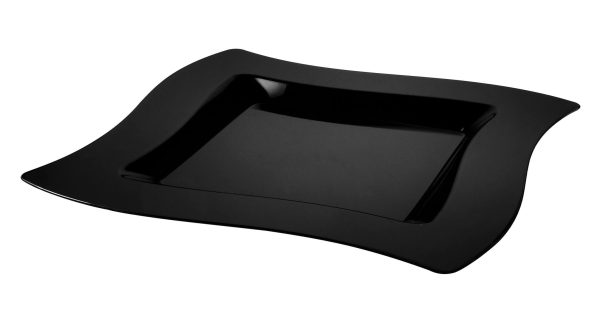 Fineline Wavetrends 108-BK 8" Black Plastic Square Plate - 10/Pack