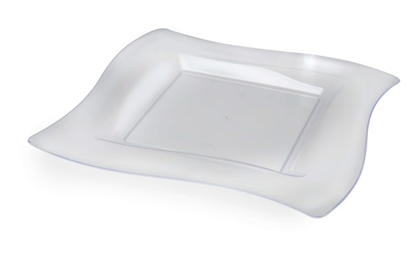 Fineline Wavetrends 109-CL 9 1/2" Clear Customizable Plastic Square Plate - 120/Case