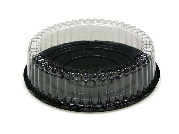 Pactiv PWP APET Plastic Round Cake Container Black/Clear - 100/Case