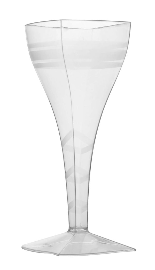 Fineline Wavetrends 1208 Clear Plastic 8 oz. 1-Piece Wine Glass - 6/Pack