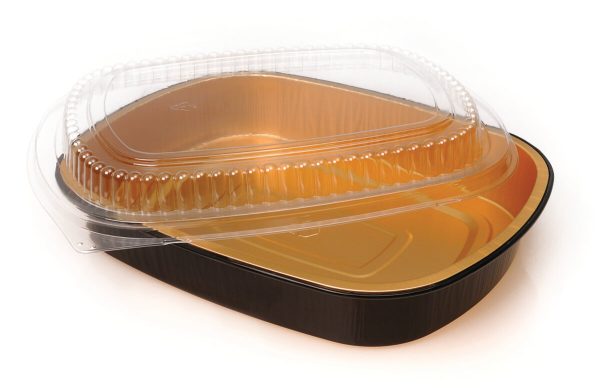 Durable Packaging 9501X-C50 Christmas Tree Foil Pan and Plastic Lid Combo Kit - 10/Pack