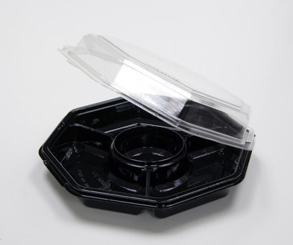 Pactiv Ultrapac PET Premium Octogonal Food Container Black/Clear, 32 oz. - 150/Case