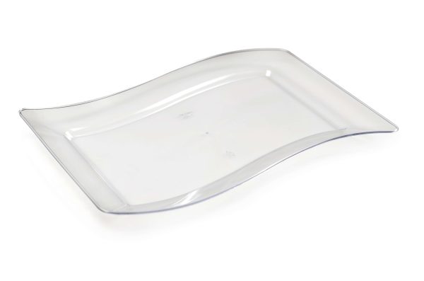 Fineline Wavetrends 1406-CL 6 1/2" x 10" Clear Plastic Salad Plate - 10/Pack