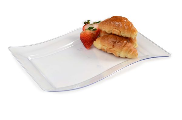 Fineline Wavetrends 1407-CL 7 1/2" x 12" Clear Customizable Plastic Luncheon Plate - 120/Case