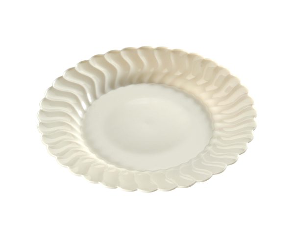 Fineline Flairware 207-BO 7 1/2" Bone / Ivory Customizable Plastic Plate - 180/Case