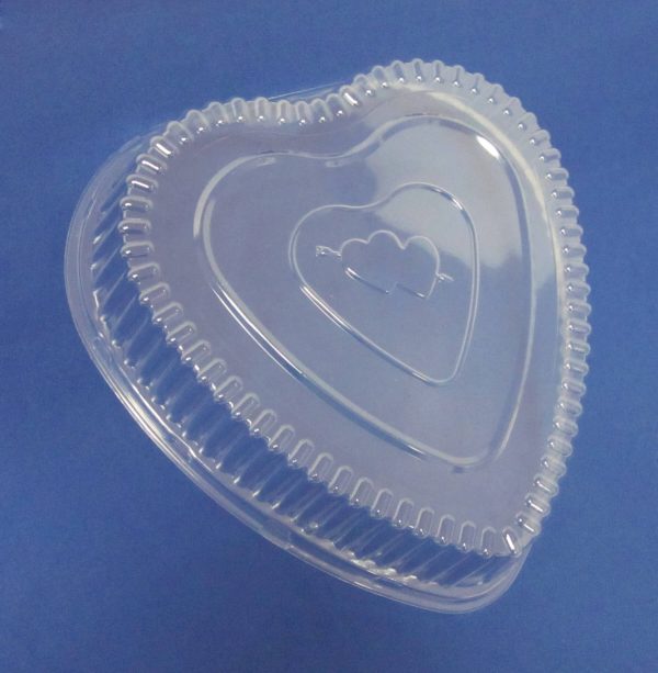 Durable Packaging P9701V Clear Dome Lid for Heart Shaped Foil Bake Pan - 10/Pack