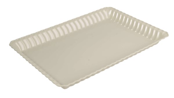 Fineline 293-BN Flairware 9" x 13" Bone / Ivory Plastic Rectangular Tray - 48/Case