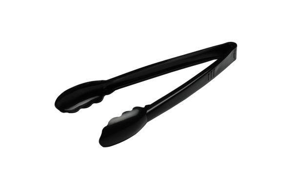 Fineline 3320-BK Platter Pleasers 12" Extra Heavy-Duty Black Disposable Polypropylene Tongs - 24/Case