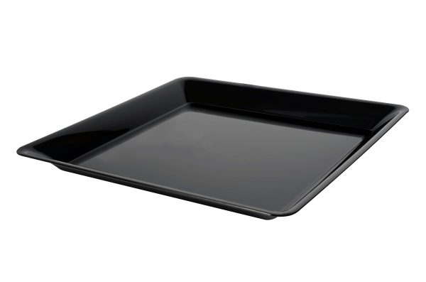 Fineline 3500-BK Platter Pleasers 10 3/4" x 10 3/4" Black Plastic Square Tray - 25/Case