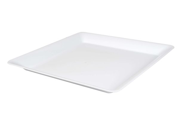 Fineline 3500-WH Platter Pleasers 10 3/4" x 10 3/4" White Plastic Square Tray - 25/Case