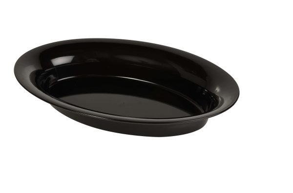 Fineline 3511D-BK Platter Pleasers 128 oz. Black Plastic Oval Bowl - 25/Case