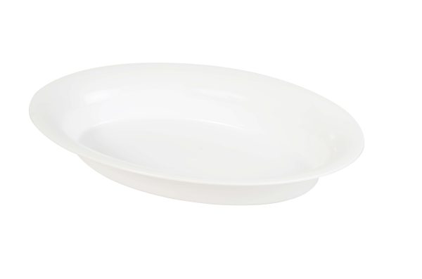 Fineline 3511D-WH Platter Pleasers 128 oz. White Plastic Oval Bowl - 25/Case