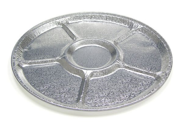 Pactiv Caterware Deluxe Aluminum Round Embossed Lazy Susan Tray Silver - 50/Case