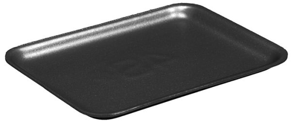 Pactiv Polystyrene Foam 9L Supermarket Tray Black, 11.875" Length x 9.875" Width x 0.99" Depth - 200/Case