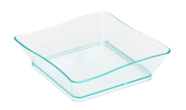 Fineline Tiny Temptations 6201-GRN 2 1/4" x 2 1/4" Tiny Trays Disposable Green Plastic Tray - 10/Pack