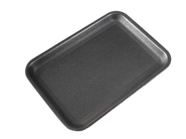 Genpak 1002S (#2S) Foam Meat Tray Black 8 1/4" x 5 3/4" x 1/2" - 500/Case