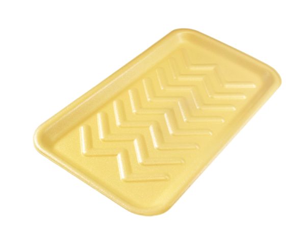 Genpak 1025S (#25S) Foam Meat Tray Yellow 8" x 14 3/4" x 1 1/16" - 250/Case