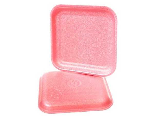 Genpak 1001S (#1S) Foam Meat Tray Rose 5 1/4" x 5 1/4" x 1/2" - 125/Pack