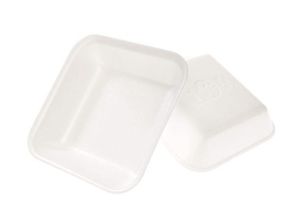 Genpak 1001 (#1) Foam Meat Tray White 5 1/4" x 5 1/4" x 1" - 125/Pack