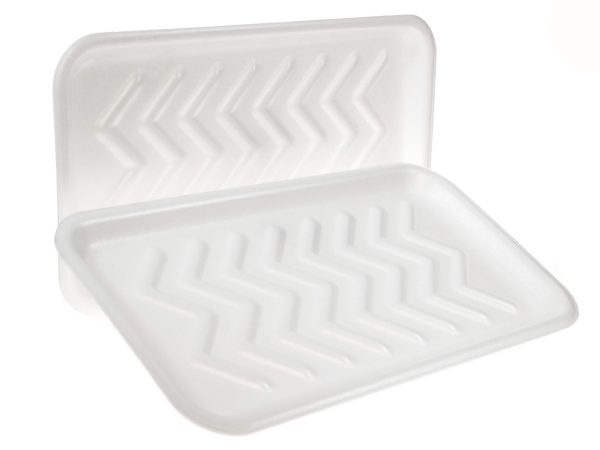 Genpak 1025S (#25S) Foam Meat Tray White 8" x 14 3/4" x 1 1/16" - 250/Case