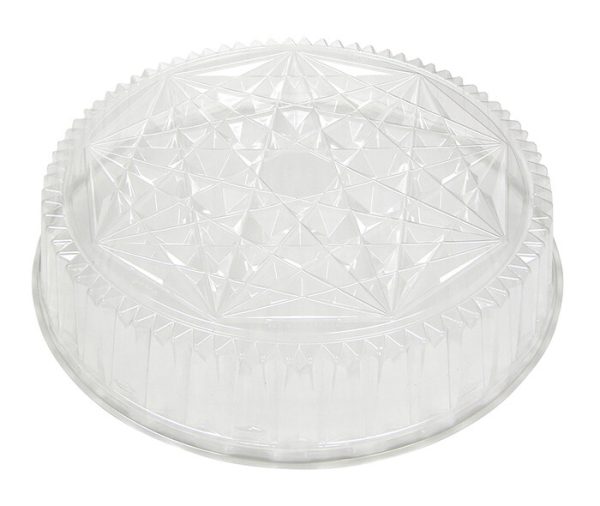 Pactiv Caterware Deep Crystal Round Tray Lid For 451812A, 441810A 18" Aluminium Tray, Clear - 50/Case