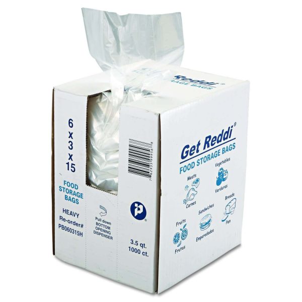 Inteplast Group PB060315H 6" x 3" x 15" Heavy Duty Plastic Food Bag - 1000/Case