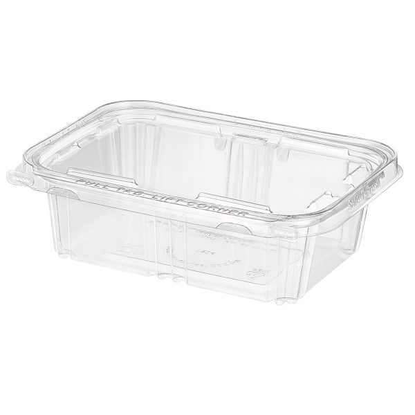 Inline Plastics Safe-T-Fresh Polyethylene Tamper Resistant Square Food Container Clear, 24 oz. | 200/Case