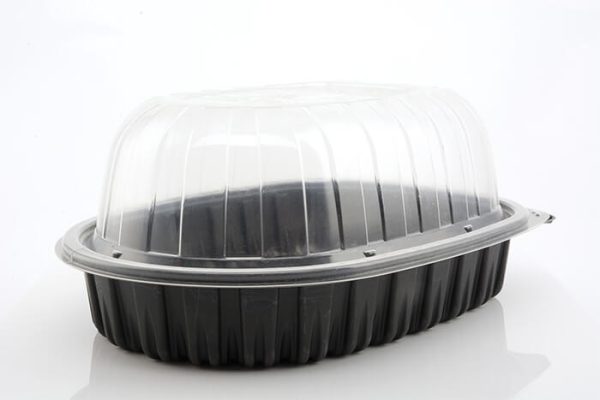 Pactiv Clearview Mealmaster Chicken Roaster Medium Container Black/Clear, 32 oz. - 110/Case