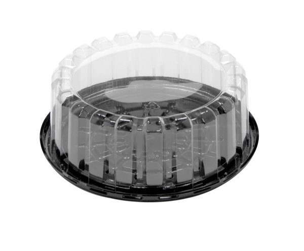 Pactiv Showcake APET Plastic Round Cake Container Black/Clear, 8" Inside x 9" Outside x 2.66" Height - 100/Case