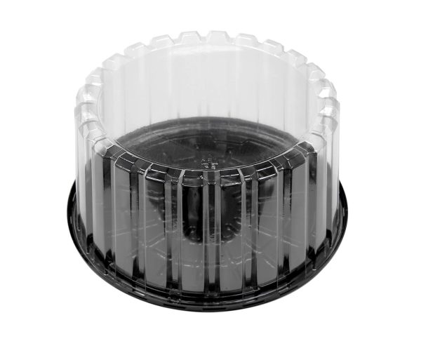 Pactiv Showcake 9 Inch APET Plastic Round Cake Container Lid Base Combo Black/Clear - 90/Case