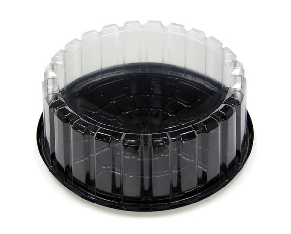 Pactiv Showcake APET Plastic Round Cake Container Black/Clear, 9" Diameter x 3.625" Depth - 90/Case