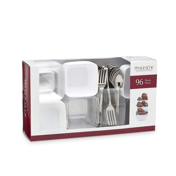 Mozaik Premium Plastic Mini Appetizer & Dessert Tasting Set, 96 pieces-12/Case