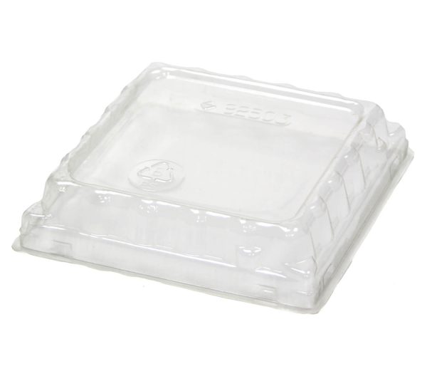 Pactiv Garden Party Berigard Shallow Plastic Square Container Lid, Clear (Fits 183006 1 pt Pulp Berry Basket) - 1200/Case