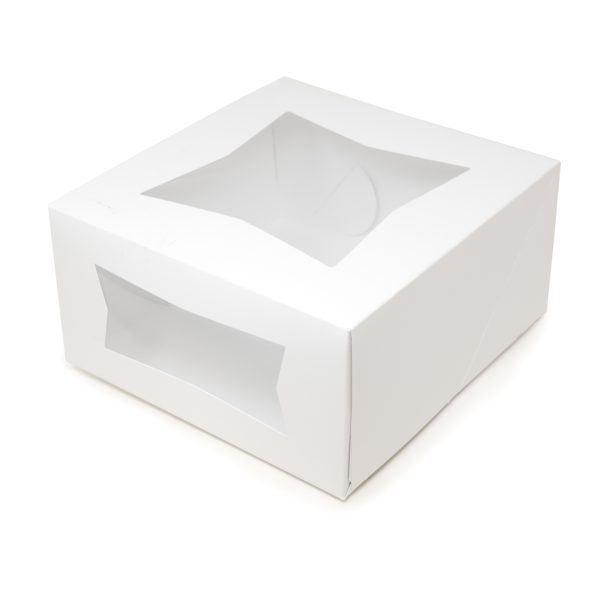 Southern Champion Auto Window 1-Piece Cake Box White, 10" Length x 5" Width x 10" Depth, Solid Bleached Sulfate Paperboard | 100/Case