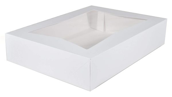 Southern Champion Auto Window 1-Piece Gourmet Half Sheet Cake Box, White Paperboard, 19" x 14" x 4" | 50/Case