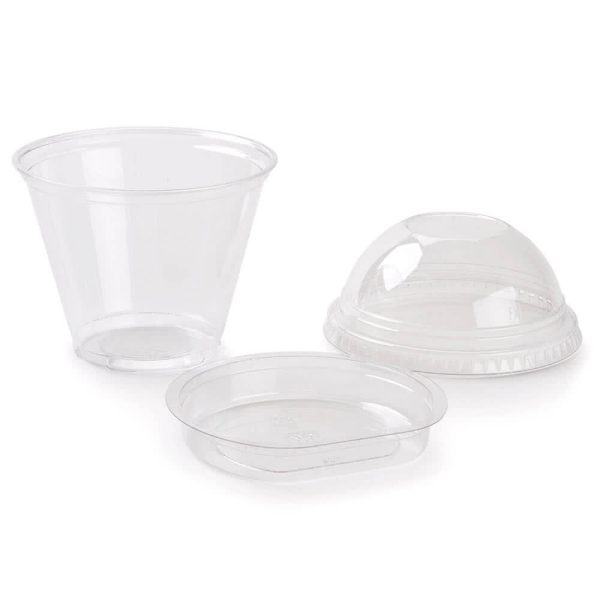 Squat 9 oz. Parfait Cup with 2 oz. Fabri-Kal Insert and Dome Lid - 100/Pack