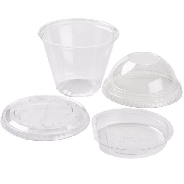 Squat 9 oz. Parfait Cup with 2 oz. Fabri-Kal Insert, Flat Lid and Dome Lid - 100/Pack