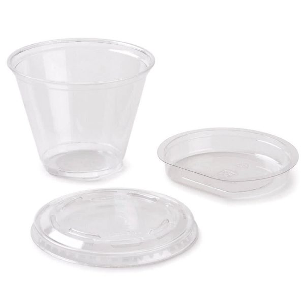 Squat 9 oz. Parfait Cup with 2 oz. Fabri-Kal Insert and Flat Lid - 100/Pack