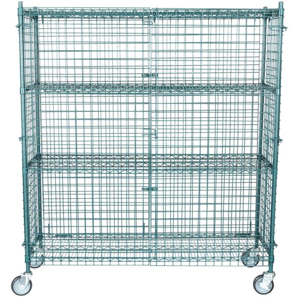 TableTop King NSF Mobile Green Wire Security Cage Kit - 18" x 60" x 69"